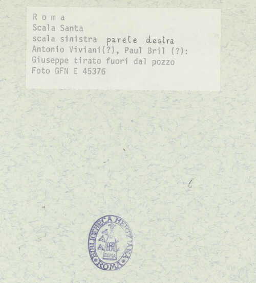 Rückseite von ICCD (GFN) [https://www.deutsche-digitale-bibliothek.de/content/lizenzen/rv-ez/] Szenen aus dem Alten TestamentJoseph wird in den Brunnen geworfen - Gesamtansicht, bh369134_recto. Foto.