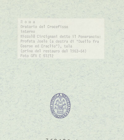 Rückseite von ICCD [https://www.deutsche-digitale-bibliothek.de/content/lizenzen/rv-ez/] Szenen aus der Geschichte des heiligen Kreuzes und des OratoriumsPropheten - vor der Restaurierung von 1963-64, bh369400_recto. Foto.