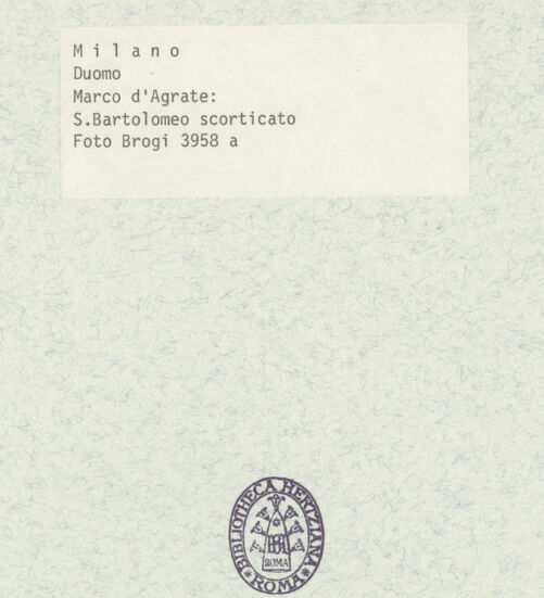 Rückseite von Alinari [https://www.deutsche-digitale-bibliothek.de/content/lizenzen/rv-ez/] Heiliger Bartholomäus - Profil, bh374463_recto. Foto.