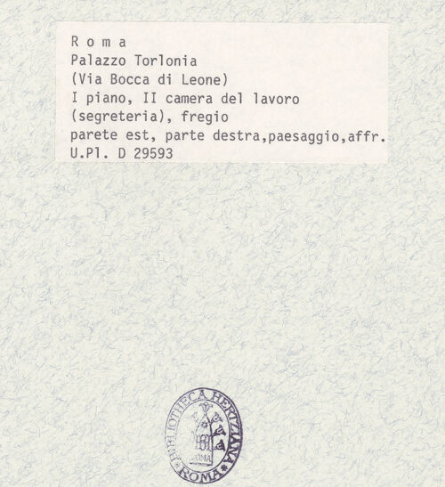 Rückseite von Bibliotheca Hertziana [https://rightsstatements.org/page/CNE/1.0/] Szenen aus dem Alten Testament, Landschaften und TugenddarstellungenGebirgslandschaft - , bh374558_recto. Foto.