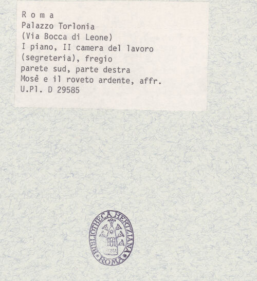 Rückseite von Bibliotheca Hertziana [https://rightsstatements.org/page/CNE/1.0/] Szenen aus dem Alten Testament, Landschaften und TugenddarstellungenMoses und der brennende Dornbusch - , bh374562_recto. Foto.