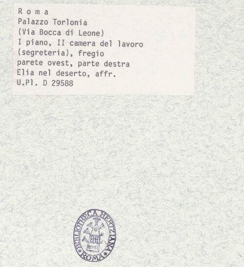 Rückseite von Bibliotheca Hertziana [https://rightsstatements.org/page/CNE/1.0/] Szenen aus dem Alten Testament, Landschaften und TugenddarstellungenEin Engel weckt Elias - , bh374563_recto. Foto.