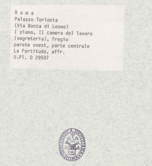 Rückseite von Bibliotheca Hertziana [https://rightsstatements.org/page/CNE/1.0/] Szenen aus dem Alten Testament, Landschaften und TugenddarstellungenFortitudo - , bh374570_recto. Foto.