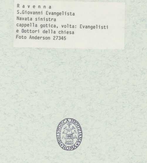 Rückseite von Alinari [https://www.deutsche-digitale-bibliothek.de/content/lizenzen/rv-ez/] Die vier Evangelisten und die vier Kirchenväter - Gesamtansicht (übermalt - vor der Restaurierung), bh375999_recto. Foto.