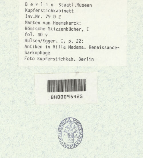 Rückseite von Kupferstichkabinett Berlin SMB-PK [https://www.deutsche-digitale-bibliothek.de/content/lizenzen/rv-ez/] Heemskerck-Album IVerschiedene Studien - , bh376812_recto. Foto.