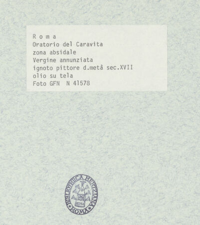 Rückseite von ICCD [https://www.deutsche-digitale-bibliothek.de/content/lizenzen/rv-ez/] Verkündigungsmadonna - , bh377849_recto. Foto.