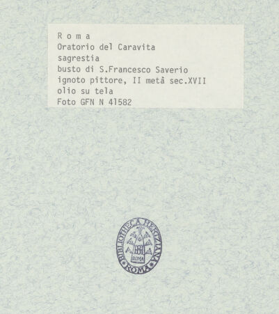 Rückseite von ICCD [https://www.deutsche-digitale-bibliothek.de/content/lizenzen/rv-ez/] Büstenbildnis des heiligen Franz Xaver - , bh377850_recto. Foto.