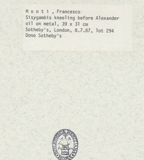 Rückseite von unbekannt [https://www.deutsche-digitale-bibliothek.de/content/lizenzen/rv-ez/] Sisygambis kniet vor Alexander - , bh379775_recto. Foto.