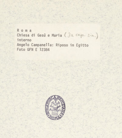 Rückseite von ICCD [https://www.deutsche-digitale-bibliothek.de/content/lizenzen/rv-ez/] Ruhe auf der Flucht nach Ägypten - Gesamtansicht ohne Rahmung, bh379915_recto. Foto.