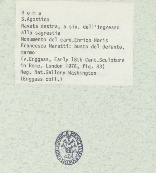 Rückseite von National Gallery of Art, Washington, Enggass Collection [https://www.deutsche-digitale-bibliothek.de/content/lizenzen/rv-ez/] Epitaph des Kardinals Enrico Noris - Teilansicht: Büste, bh380777_recto. Foto.