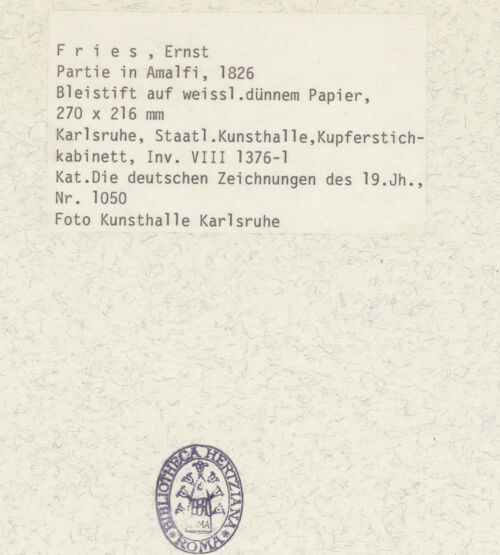 Rückseite von Staatliche Kunsthalle [https://rightsstatements.org/page/CNE/1.0/] Ansicht von Amalfi - , bh381436_recto. Foto.