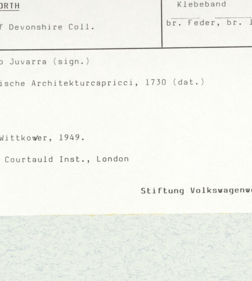 Rückseite von Courtauld Institute London [http://creativecommons.org/publicdomain/mark/1.0/] Album mit Römischen Architekturcapricci für Lord BurlingtonAntike Fragmente und Skulpturengruppe - , bh382647_recto. Foto.