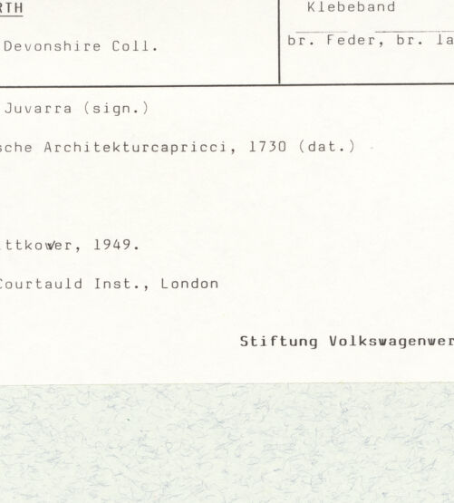 Rückseite von Courtauld Institute London [http://creativecommons.org/publicdomain/mark/1.0/] Album mit Römischen Architekturcapricci für Lord BurlingtonSkulptur der Wölfin mit Romulus und Remus - , bh382648_recto. Foto.