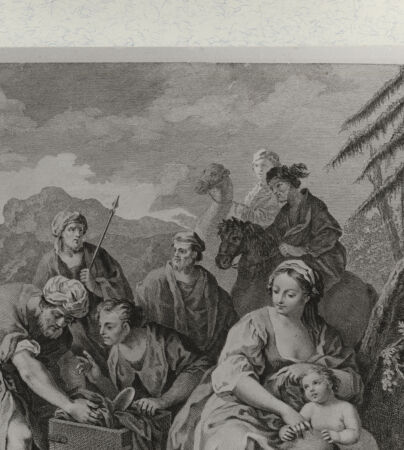 Rückseite von Tomba, Verona [http://creativecommons.org/publicdomain/mark/1.0/] Laban sucht seine Götzen (aus der Serie der "Storie Sacre", 4 Blatt) - , bh383317. Foto.