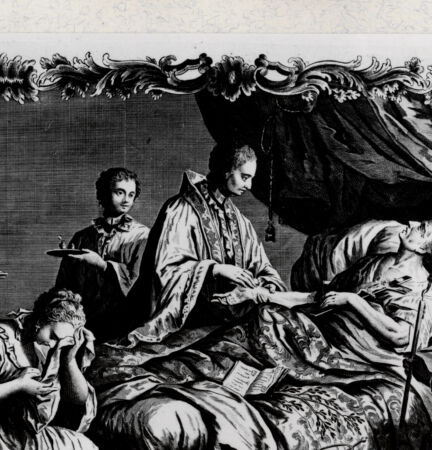 Rückseite von Tomba, Verona [http://creativecommons.org/publicdomain/mark/1.0/] I SacramentiDie Letzte Ölung (Bl. V) - , bh383341. Foto.