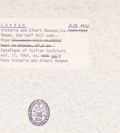 Rückseite von Victoria and Albert Museum [https://www.deutsche-digitale-bibliothek.de/content/lizenzen/rv-ez/] Entwurf für eine Papstskulptur - , bh385273_recto. Foto.