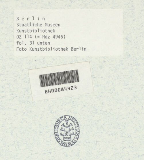 Rückseite von Bibliotheca Hertziana [http://creativecommons.org/publicdomain/mark/1.0/] Johann Rudolf Füssli, "Kritisches Verzeichnis der besten, nach den berühmtesten Mahlern aller Schulen vorhandenen Kupferstiche"3. TeilSelbstbildnis Tizians (S.3) - , bh386341_recto. Foto.