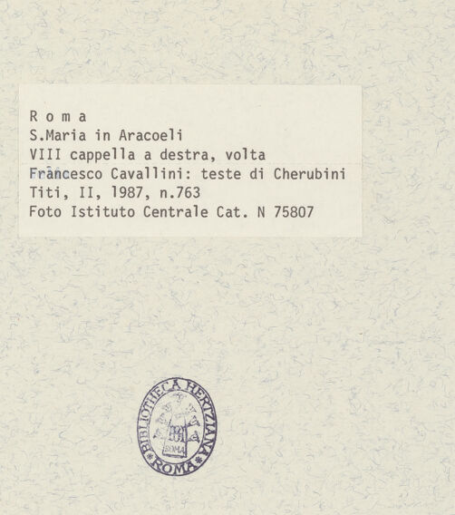 Rückseite von ICCD [https://www.deutsche-digitale-bibliothek.de/content/lizenzen/rv-ez/] Santa Maria in AracoeliCappella di San Pasquale Baylon - Detail: Kapellengewölbe, bh387084_recto. Foto.