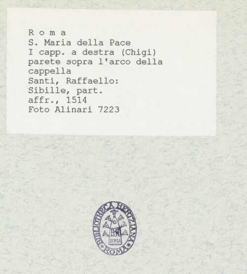 Rückseite von Alinari [https://www.deutsche-digitale-bibliothek.de/content/lizenzen/rv-ez/] Sibyllen und EngelTiburtinische Sibylle - Detail: Gesicht, bh390751_recto. Foto.