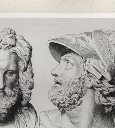 Rückseite von Istituto Nazionale per la Grafica [http://creativecommons.org/publicdomain/mark/1.0/] Giovanni Volpato - Raphael Morghen, "Principes du dessin...", Roma 1786Kopf des Zeus und des Ajax (Bl 5) - , bh391174. Foto.