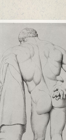 Rückseite von Istituto Nazionale per la Grafica [http://creativecommons.org/publicdomain/mark/1.0/] Giovanni Volpato - Raphael Morghen, "Principes du dessin...", Roma 1786Rückenansicht des Herkules Fernese (Bl 30) - , bh391217. Foto.
