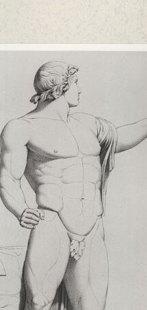 Rückseite von Istituto Nazionale per la Grafica [http://creativecommons.org/publicdomain/mark/1.0/] Giovanni Volpato - Raphael Morghen, "Principes du dessin...", Roma 1786Dioskur ("Opus Phidiae") vom Quirinal, Seitenansicht (Bl 25) - , bh391221. Foto.