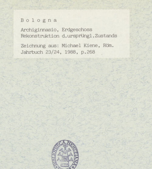 Rückseite von unbekannt [https://www.deutsche-digitale-bibliothek.de/content/lizenzen/rv-fz/] Archiginnasio - Rekonstruktion des ursprünglichen Zustands des Erdgeschosses, bh392290_recto. Foto.