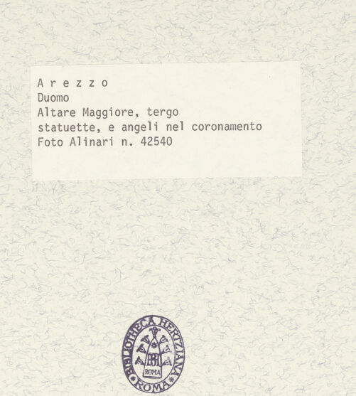 Rückseite von Alinari [https://www.deutsche-digitale-bibliothek.de/content/lizenzen/rv-ez/] Hauptaltar und Schrein des heiligen DonatusRetabel und Schrein des heiligen DonatusBekrönung: Engel und Tügenden - Seite, bh394448_recto. Foto.