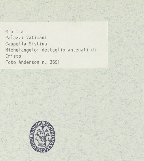 Rückseite von Alinari [https://www.deutsche-digitale-bibliothek.de/content/lizenzen/rv-fz/] Die Sixtinische DeckeDie Vorfahren ChristiJakob und Joseph - Personen der Rechten Hälfte, bh395721_recto. Foto.