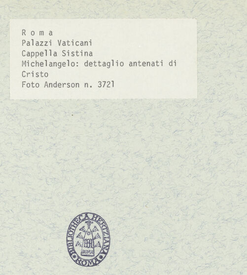 Rückseite von Alinari [https://www.deutsche-digitale-bibliothek.de/content/lizenzen/rv-fz/] Die Sixtinische DeckeDie Vorfahren ChristiJesse, David und Salomon - Detail, rechte Lünettenhälfte, bh395722_recto. Foto.