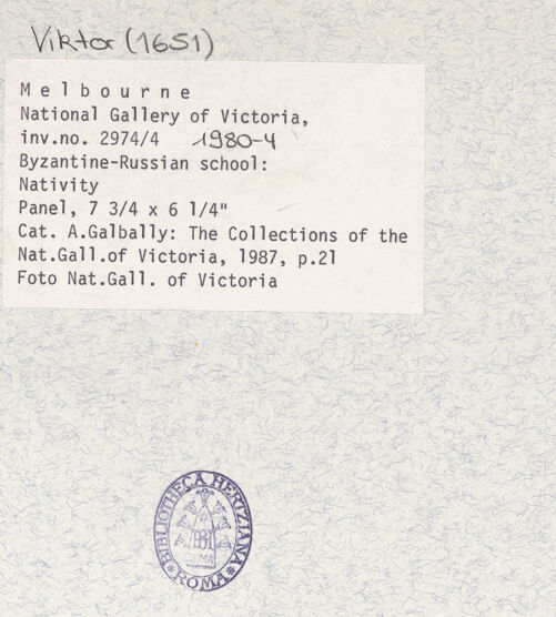 Rückseite von National Gallery of Victoria [https://www.deutsche-digitale-bibliothek.de/content/lizenzen/rv-ez/] Anbetung Christi - , bh402771_recto. Foto.