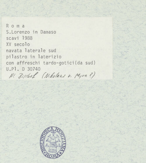 Rückseite von Bibliotheca Hertziana [https://www.deutsche-digitale-bibliothek.de/content/lizenzen/rv-fz/] HeiligenzyklusHeiliger Bischof (Nikolaus von Myra?) - , bh406022_recto. Foto: Fichera, Gabriele.