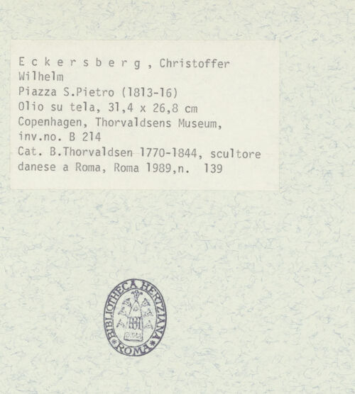 Rückseite von Thorvaldsens Museum [https://rightsstatements.org/page/CNE/1.0/] Piazza San Pietro - , bh406743_recto. Foto.