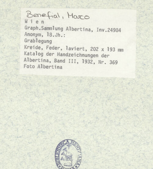 Rückseite von Albertina [https://www.deutsche-digitale-bibliothek.de/content/lizenzen/rv-ez/] Grablegung - , bh407652_recto. Foto.