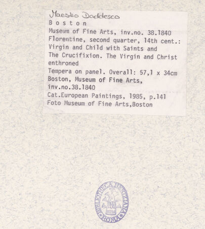 Rückseite von Museum of Fine Arts Boston [https://www.deutsche-digitale-bibliothek.de/content/lizenzen/rv-ez/] Mittelteil eines Flügelaltars mit Szenen aus dem Leben Christi - , bh410841_recto. Foto.