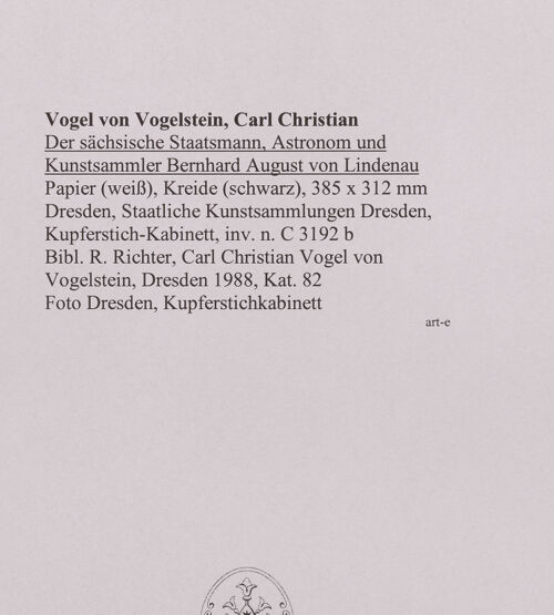 Rückseite von Dresden, Kupferstichkabinett [https://www.deutsche-digitale-bibliothek.de/content/lizenzen/rv-ez/] Der sächsische Staatsmann, Astronom und Kunstsammler Bernhard August von Lindenau - , bh410896_recto. Foto.