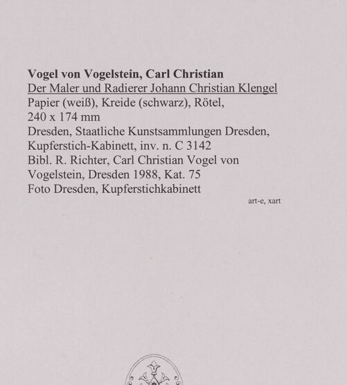 Rückseite von Dresden, Kupferstichkabinett [https://www.deutsche-digitale-bibliothek.de/content/lizenzen/rv-ez/] Der Maler und Radierer Johann Christian Klengel - , bh410901_recto. Foto.