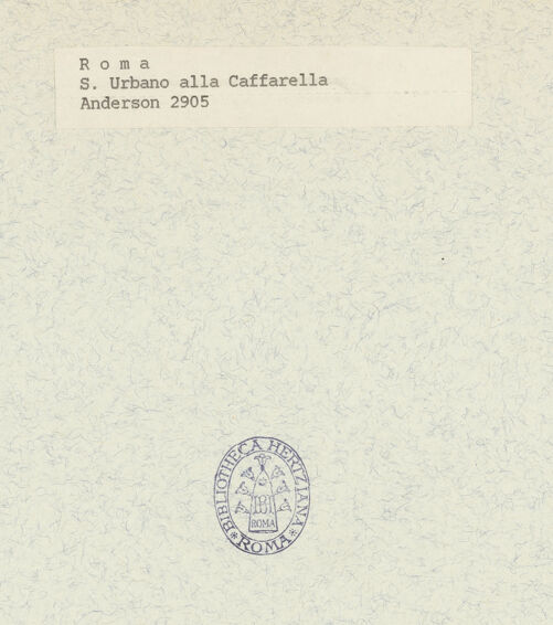 Rückseite von Alinari [https://www.deutsche-digitale-bibliothek.de/content/lizenzen/rv-ez/] Sant'Urbano alla Caffarella - Fassade, während der Nutzung als Wohnhaus, bh413732_recto. Foto.