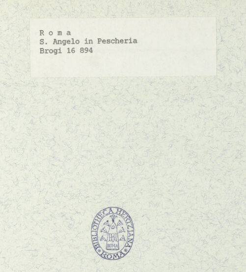 Rückseite von Alinari [https://www.deutsche-digitale-bibliothek.de/content/lizenzen/rv-ez/] Sant'Angelo in PescheriaHauptfassade (Portico dell'Ottavia) / Südfassade - Außenansicht, bh413765_recto. Foto.
