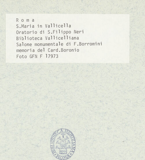 Rückseite von Bibliotheca Hertziana [https://www.deutsche-digitale-bibliothek.de/content/lizenzen/rv-ez/] Monument für Kardinal Cesare Baronio mit Büste und Inschrifttafel - , bh414103_recto. Foto.