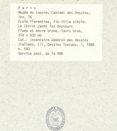 Rückseite von Réunion des Musées Nationaux [https://www.deutsche-digitale-bibliothek.de/content/lizenzen/rv-ez/] Jesus disputiert mit den Gelehrten im Tempel - , bh416123_recto. Foto.