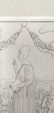 Rückseite von Staatsgalerie [http://creativecommons.org/publicdomain/mark/1.0/] Kniender Papst oder Bischof - , bh420161. Foto.