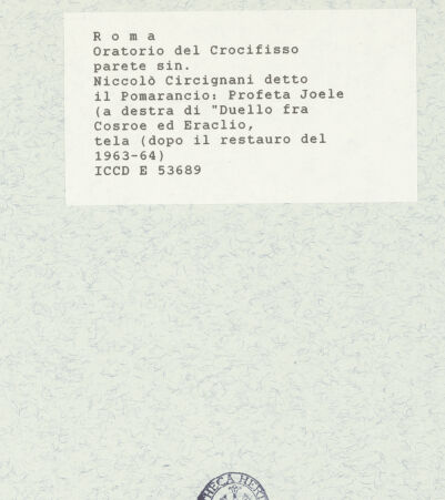 Rückseite von ICCD [https://www.deutsche-digitale-bibliothek.de/content/lizenzen/rv-ez/] Szenen aus der Geschichte des heiligen Kreuzes und des OratoriumsPropheten - nach der Restaurierung von 1963-64, bh421432_recto. Foto.