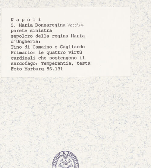 Rückseite von Bildarchiv Foto Marburg [https://www.deutsche-digitale-bibliothek.de/content/lizenzen/rv-ez/] Grabmal der Königin Maria von UngarnKardinaltugendenTemperantia - Detail: Kopf, bh422025_recto. Foto.