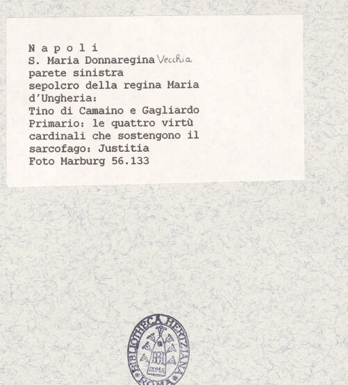 Rückseite von Bildarchiv Foto Marburg [https://www.deutsche-digitale-bibliothek.de/content/lizenzen/rv-ez/] Grabmal der Königin Maria von UngarnKardinaltugendenJustitia - Gesamtansicht, bh422026_recto. Foto.