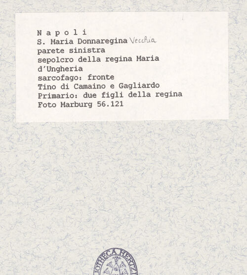 Rückseite von Bildarchiv Foto Marburg [https://www.deutsche-digitale-bibliothek.de/content/lizenzen/rv-ez/] Grabmal der Königin Maria von Ungarn - Frontplatte: Johannes von Durazzo, Peter von Gravina, bh422030_recto. Foto.