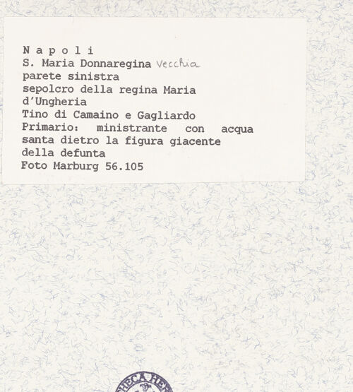 Rückseite von Bildarchiv Foto Marburg [https://www.deutsche-digitale-bibliothek.de/content/lizenzen/rv-ez/] Grabmal der Königin Maria von Ungarn - Assistenzfigur mit Weihwasserkessel, bh422042_recto. Foto.