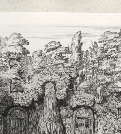 Rückseite von Bibliotheca Hertziana [http://creativecommons.org/publicdomain/mark/1.0/] Villa Aldobrandina Tusculana sive Varij illius hortorum et fontium prospectusTav. 10: Oberer Kaskadenbrunnen der aus einem hoch aufgeschütteten künstlichen Berg hervortritt - , bh422119. Foto.