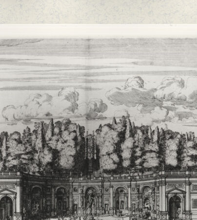 Rückseite von Bibliotheca Hertziana [http://creativecommons.org/publicdomain/mark/1.0/] Villa Aldobrandina Tusculana sive Varij illius hortorum et fontium prospectusTav. 6. Brunnentheater an der Rückseite der Villa Aldobrandini mit Wasserspielen, künstlichen Grotten und diversen Staffagefiguren - , bh422125. Foto.