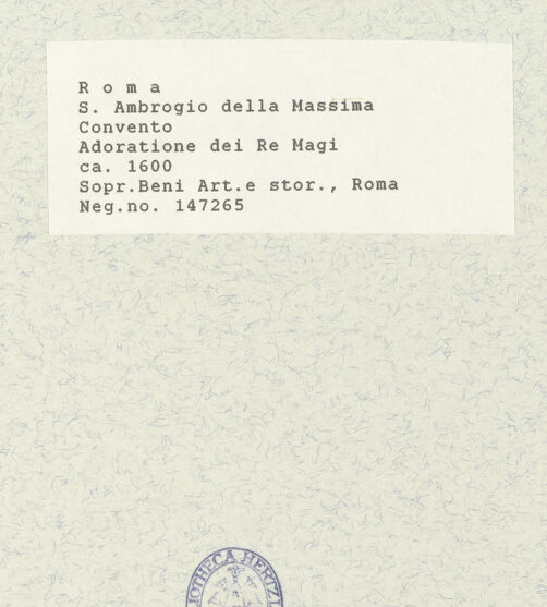 Rückseite von Sopr. BAS ROMA [https://www.deutsche-digitale-bibliothek.de/content/lizenzen/rv-ez/] Anbetung der Könige - Gesamtansicht, bh422880_recto. Foto.